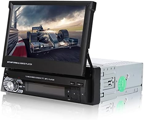 7in Estéreo de carro multimídia, estéreo-single Din Tela de toque retrátil Bluetooth Car MP5 Audio Video Player Receptor,