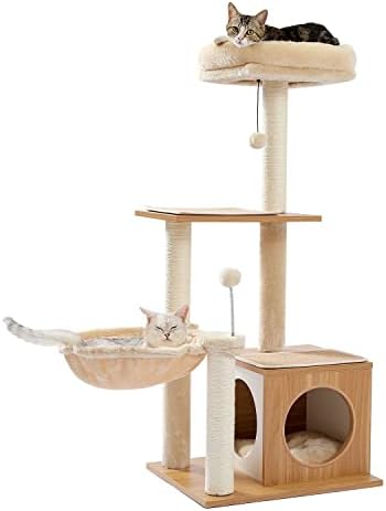 Lepsjgc Cat Tree Wooden Multi-Level Scraper Tower Tower Nest Cat Salbing Frame Condomínios Coscouros Bal