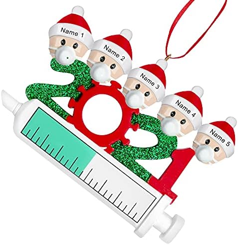 Ornamentos de árvore de Natal com vacina - 2021 Ornamentos de Natal fofos para decoração em casa - Ornamentos decorativos com tema de quarentena ideais ideais para a família, amigos