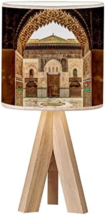 Tripé de cabeceira de mesa Lâmpada de mesa de tabela de arte do pátio bou inania mederssa fez marrocos madeira lâmpada