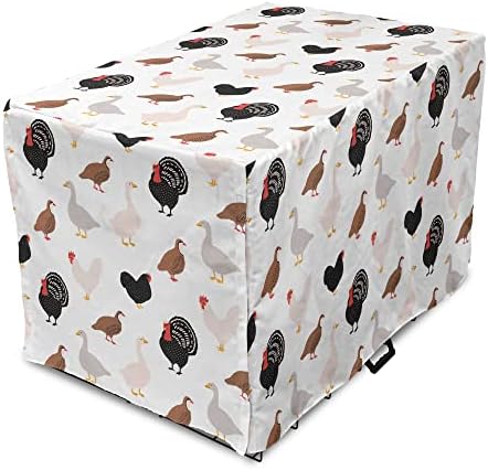 Capa de caixas de cachorro da fazenda lunarável, pássaros domésticos Padrão de desenho animado de galo de peru