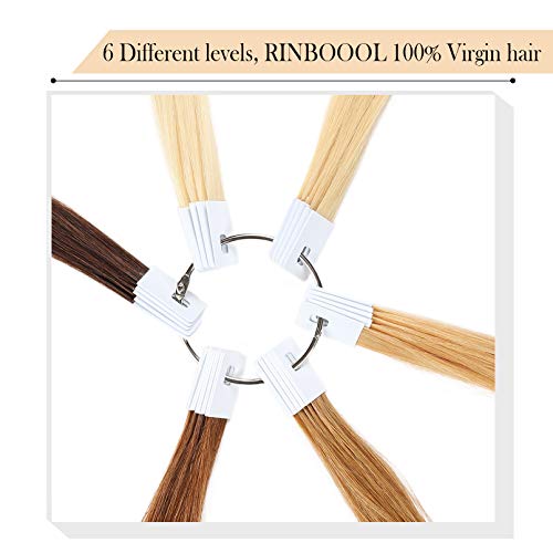 Capilar de Rinboool para testar a cor do cabelo, 6 níveis diferentes, kit de amostra para salão, natural de cabelo humano, 8 polegadas 30 peças por pacote