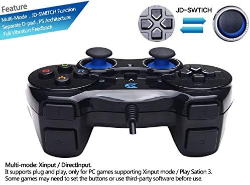 ZD -V+ USB Controlador de jogos com fio gamepad para computadores PC/laptop & PS3 & Android & Steam - [Black]