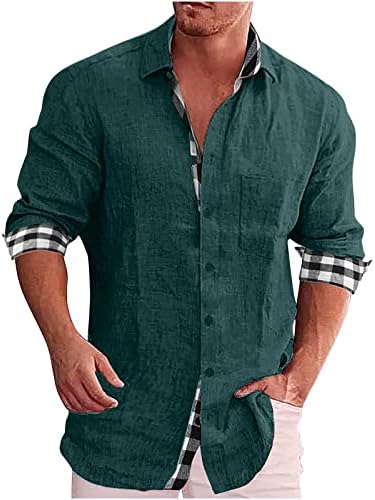 Camisas de grife para homens de linho de algodão de algodão colar de gola de lapela de colarinho de peito único Blusa
