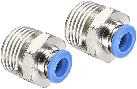 Patikil 1/2NPT Push to Fit 8mm OD Mangueira Connectings, adaptador de acoplamento reto de 2 pacote para transição de fluxo de ar