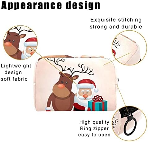 Bolsa de higiene pessoal, bolsa de cosméticos de maquiagem para homens, Elk Santa Feliz Natal