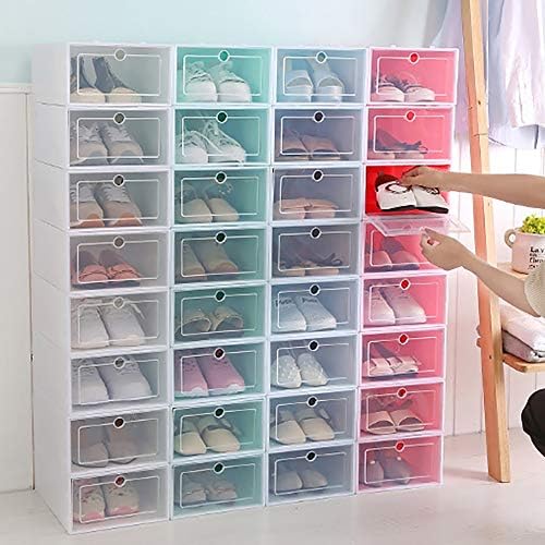Gabinete de sapato à prova d'água do ZRSJ, 6 caixas de armazenamento de calçados grossas empilháveis, caixas de armazenamento de calçados transparentes e duráveis ​​adequadas para uso doméstico
