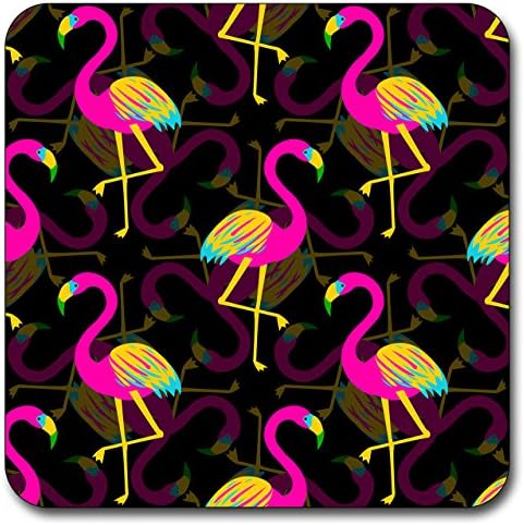 Pintura de silhueta flamingo montanhas-russas de impressão- 4 polegadas de diâmetro- montanhas-russas de neoprene-