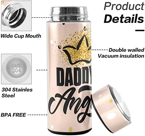 Cataku Glitter Daddys Angel Water Bottle isolado 16 oz Bamasco de balão de aço inoxidável para café A vácuo reutilizável