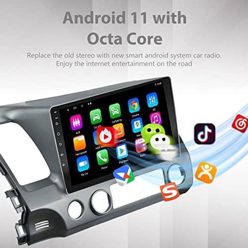 Cocheparts Car Stereo para Honda Civic Radio 2006-2011 Android 11 com 8-CORE/Apple CarPlay/Android Auto/DSP/Wifi/4g/Roda de