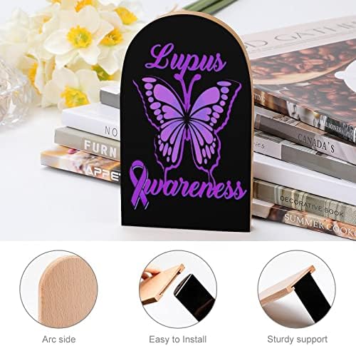 Butterfly Lúpus Consciência Ribbon Wooden Booken Livros Livros não esquisitos Stands Livro Livro Ends finais suporta prateleiras