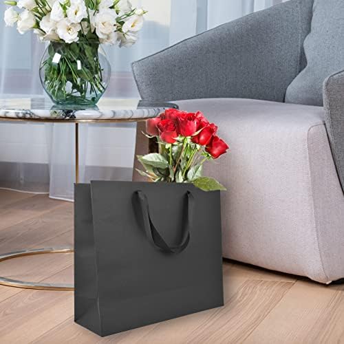 Bobobag 12 pacote de 12,5 polegadas Black Gift Smags com papel de seda para compras, negócios, festa de noiva, presente