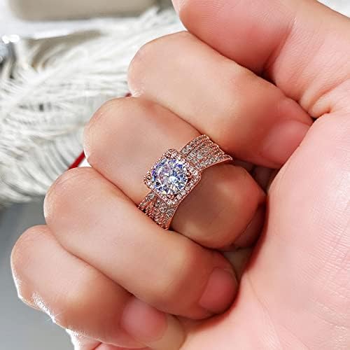 Anéis da moda de Yistu para mulheres anel de moda ampla jóias de jóias anel de diamante de diamante rosa 18k anéis cheios