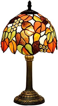 Nuoditos tiffany lâmpada bordo folhas de manchado lâmpada de mesa de vidro 8x8x14 polegadas folhas de bordo estilo estilo de casa lendo