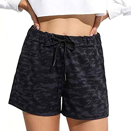 Shorts para mulheres Casual Summer Plus Tamanho da cintura elástica Relaxada Surquits folgados Bandeira americana Calças leves com bolsos