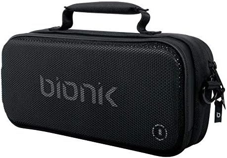 Bionik Power Power Comuter Travel Bag com bateria: compatível com o switch Nintendo, Ultra Slim 10.000 Mah Power Bank, construído no cabo de carregamento USB C, alça de ombro removível, mochila anexável
