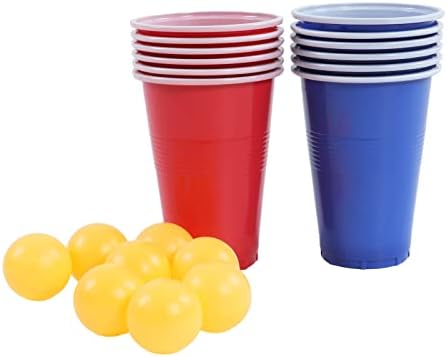 Cutulamo Cup Pong Game Set, 12 xícaras de jogo de pong de cerveja definido para festas de férias