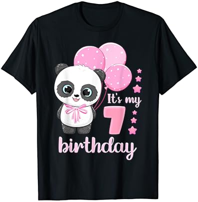 Garota de 7 anos, panda, balões rosa, é minha camiseta de 7 anos