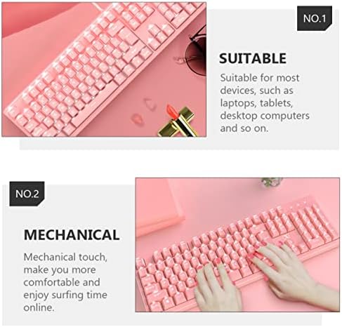 Mobestech 1PC Pink Computer Notebook Gaming iluminado Litada de backlit -mecânica teclado de escritório USB com laptop suprimentos