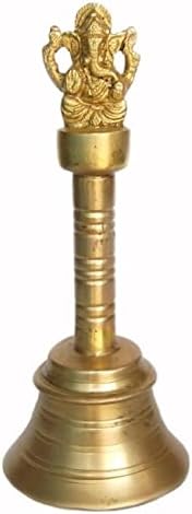 Sharvgun 7 polegadas Ganesha estátua de bronze dourado para os sinos de mão que servem meditação de relaxamento chamando sinos, 1,32 libras