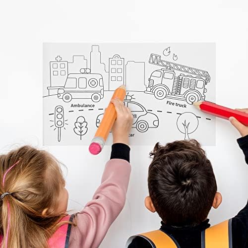 Rolo de papel para colorir para crianças, rolagem de papel para crianças de desenho, adesivos de pintura de parede pegajosos e