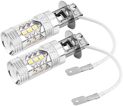 Duokon 2pcs H1 H3 16 Smd Car nevoeiro Luz 12V-24V 80W 1400lm Caru de nevoeiro LED super brilhante Bulbos diurnos 6500K