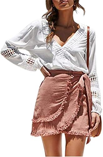 Andongnywell Women Solid Color Hollow Out Camiseta de tamanho grande camisa Bloups Summer Casual Loose Tops