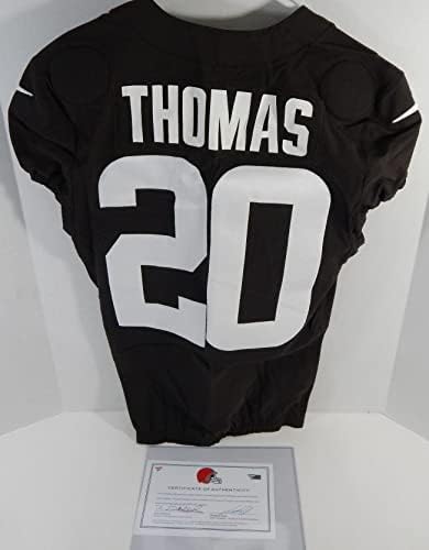 2020 Cleveland Browns Tavierre Thomas 20 Game usou Brown Practice Jersey 38 471 - Jerseys de jogo NFL não assinado usados