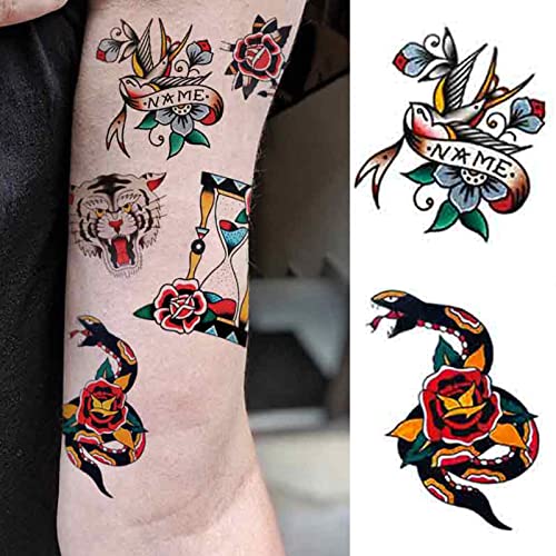 Tatuagens temporárias personalizadas pusnmi tatuagens de tigre engolem tatuagens falsas kit de tatuagem temporária para homens