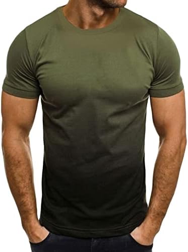 Camiseta de gradiente 3D masculina Athletic Solid Color Gradient Tops Tops Tops de manga curta de verão