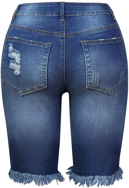Shorts lmdudan jeans para mulheres com cintura alta estressada bainha crua jeans curta cortada shorts de jeans casuais de verão angustiados