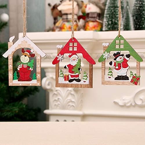 Joybo 16 PCs Ornamentos de Natal de madeira, ornamentos pendurados em árvore de madeira para férias para decorações de árvores de Natal