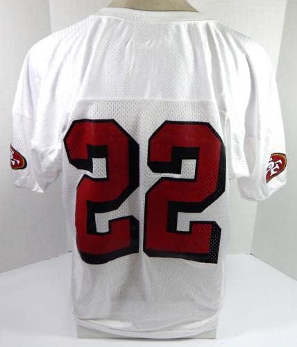 2002 San Francisco 49ers Terry Jackson 22 Jogo emitido White Practice Jersey 5 - Jerseys de Jerseys usados ​​na NFL não assinada