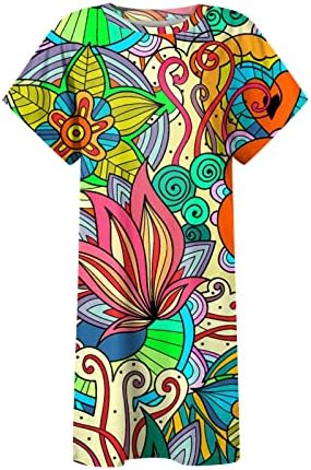 Vestidos de verão para mulheres 2023 Baggy Bat Bat Scoop Scoop Mini Vestido Casual Prinha de Praia Camista Vestido