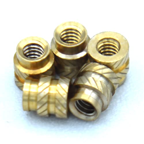 [J&J Products] Brass Insert IUTB-256, 2-56 até thru-thrued, 3,7 mm OD, 4 mm de comprimento, inserções de estacas de calor, 100pcs