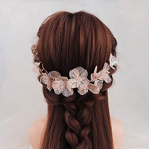 Handmade Barroco Copper Flower Pearls Cabeças de noiva Cabeças de casamento noiva Vinha para mulheres para mulheres