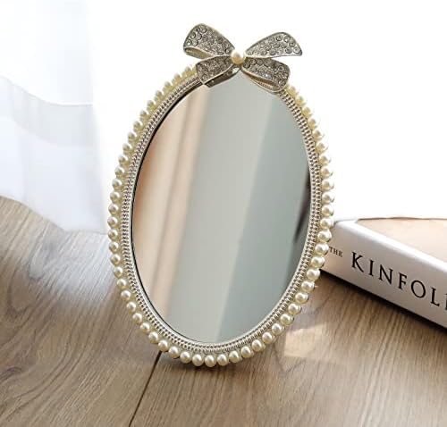 Espelho oval de mesa espelhado de parede de parede de metal vintage espelho de mesa com moldura floral com moldura floral espelho