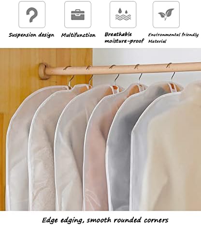 Wyqq 5 bolsas de vestuário penduradas capas de vestuário respiráveis ​​Saco de armazenamento de terno para armazenamento e viagem de armário