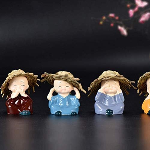 Alremo Huangxing - 4pcs Baby Buddhas Crafts Ornament Little Monks Fatuetas Automotivo