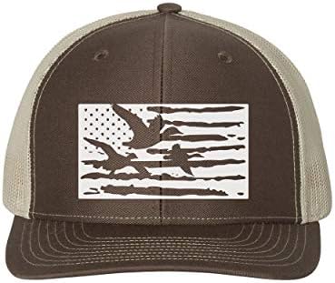 Chapéu de caminhão de aves aquáticas/bandeira de pato/snapback de caça/texto em branco