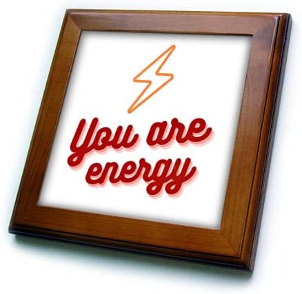 Imagem 3drose de um raio com texto de você é energia - azulejos emoldurados