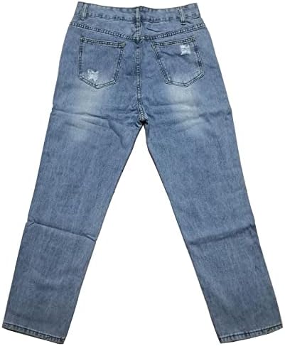 Além disso, calças de calça de jeans de moda de moda de cor de cor alta esclarece as calças de vestido de perna reta de tamanho de tamanho