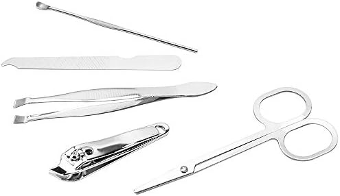 EEOMOIK 9PCS Manicure portátil Conjunto de pedicure Tweezer Kit Pick Utility Clipper Kit de unhas de aço inoxidável