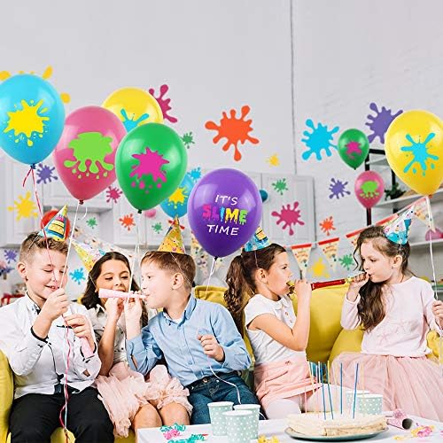 Balões de lodo de 50pcs para festa de aniversário de lodo, é o buquê de balões de festa do slime time, balões de látex de 12 polegadas para crianças festas coloridas de aniversário, chá de bebê, suprimentos de festa de neon com tema de arte neon