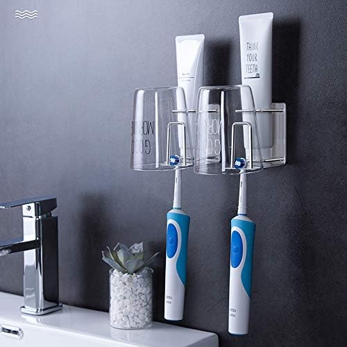 Hanze 2 Pacote de escova de dentes 304 Aço inoxidável adesivo Montado de parede 3 em 1 com porta -dentes de escova de dentes e suporte