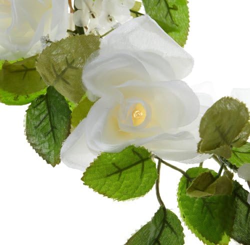 Wilton iluminou guirlanda de rosas brancas