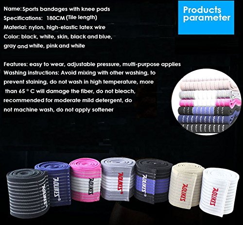 Azbuy Sports Knee Wraps - Suporte de faixas de compressão elástica para basquete, corrida, tênis, Wods de treinamento
