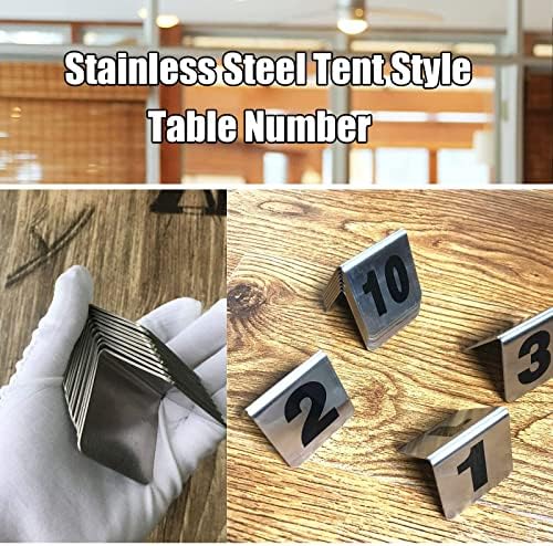 V3Vogue Restaurante Tabela Sinais de número de aço inoxidável - resistente e reutilizável - Cartões de números de mesa para
