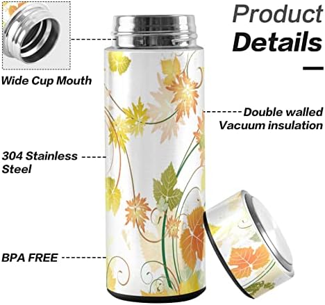 Dallonan Thermo Cup de 12 onças de xícara de aiza de aço inoxidável caneca isolada de aço para ar livre para folhas de folhas de bordo de paredes duplas e paredes duplas livres de BPA, folhas de bordo