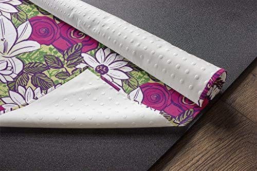 Toalha de tapete de ioga floral de Ambesonne, ilustrações ousadas e tintas de lírios e camomilas de rosas, suor sem deslizamento de